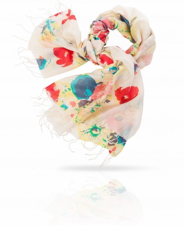 Палантин Женский S30-BRUSH.FLOWER/WHITE